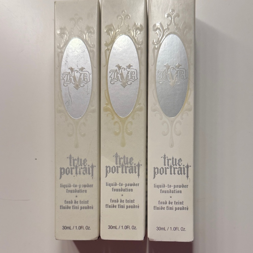 Kat Von D True Portrait Liquid-to-Powder Foundation 3 BOTTLES NIP LIGHT 010